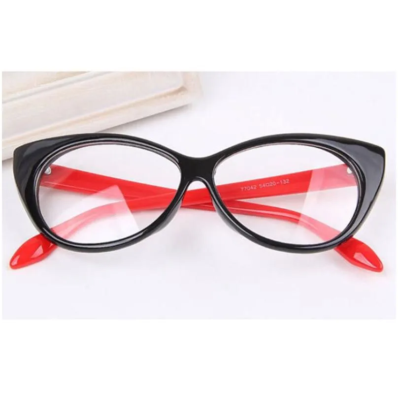 Wholesale- Vintage Red Leopard Black Glasses Frame Fashion Classical Cat Eyes Design Clear Lens Eyeglasses Eyewear Frame For Women