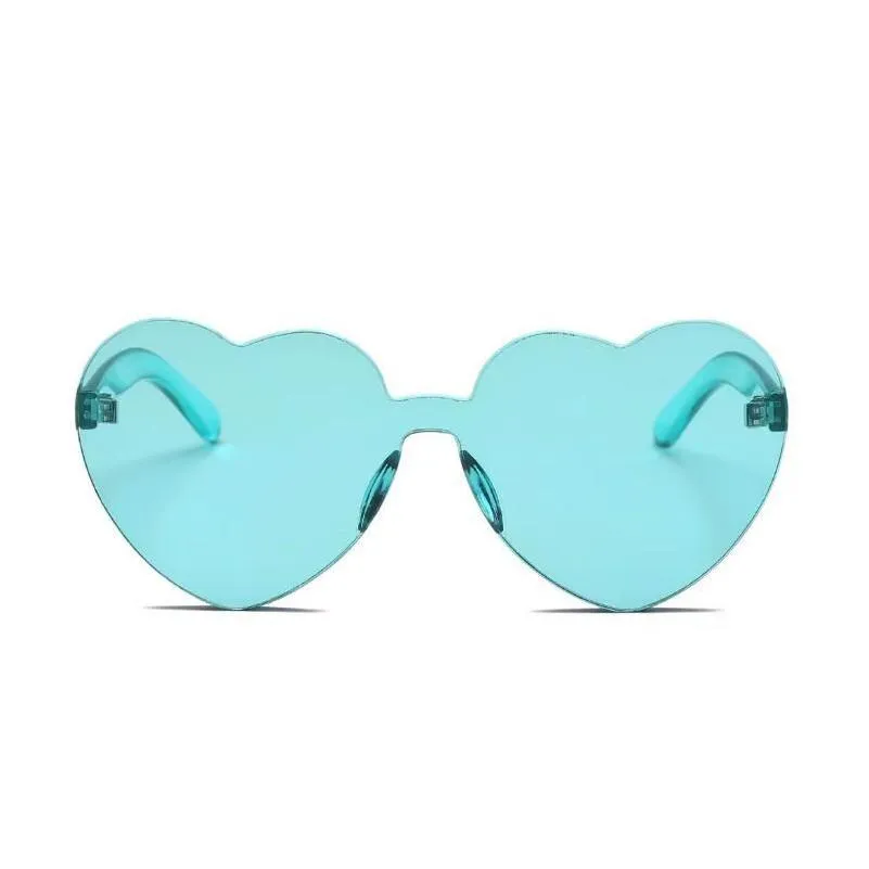 custom frameless sunglasses candy color pc rimless sun glasses new trendy loving heart shape sunglasses for women girl fashion lens