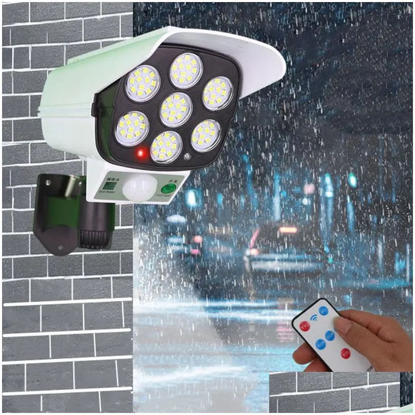 77 LED Solar Garden Lights Motion Sensor Simulation Camera Lamp Outdoor IP65 Waterproof 3 Mode Solaring Light LEDs Adjustable Rotation Spotlight Street