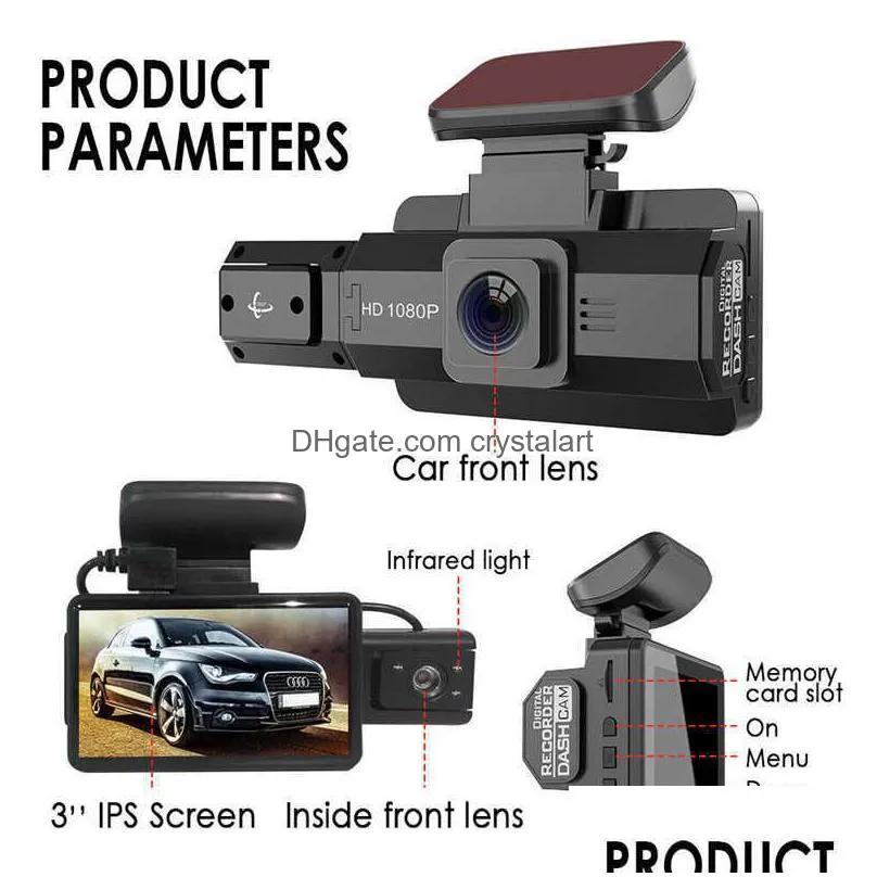 3 inch dash cam hd 1080p car dvr camera 170 wide angle night vision video recorders loop recording car camera way with g-sensor