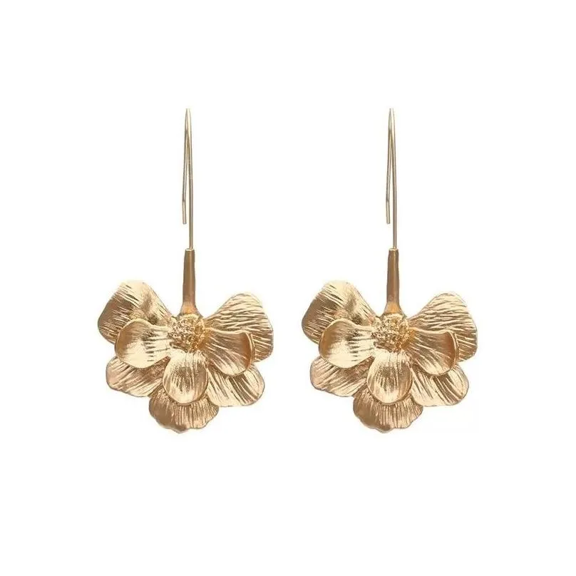 Retro Golden Metal Leaf Stud Earrings Geometric Irregular Plant Earring for Women Girls Party Travel Jewelry