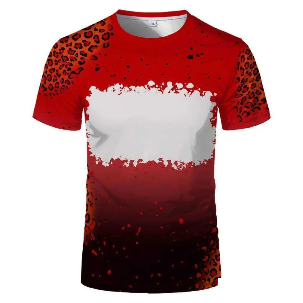 dhl sample party supplies sublimation bleached t-shirt heat transfer blank bleach shirt fully polyester tees us sizes for men women 56 colors