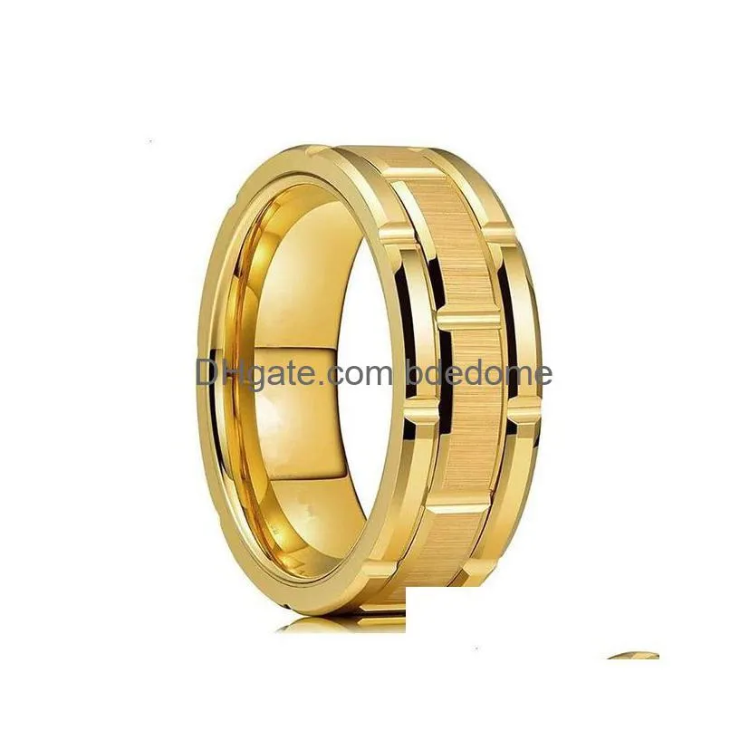 groove ring band finger stainless steel gold hiphop wedding bands women men fashion jewelry will and sandy