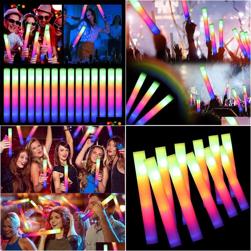 rgb led glow foam stick cheer tube colorful light glow in the dark birthday wedding party supplies festival party decoration