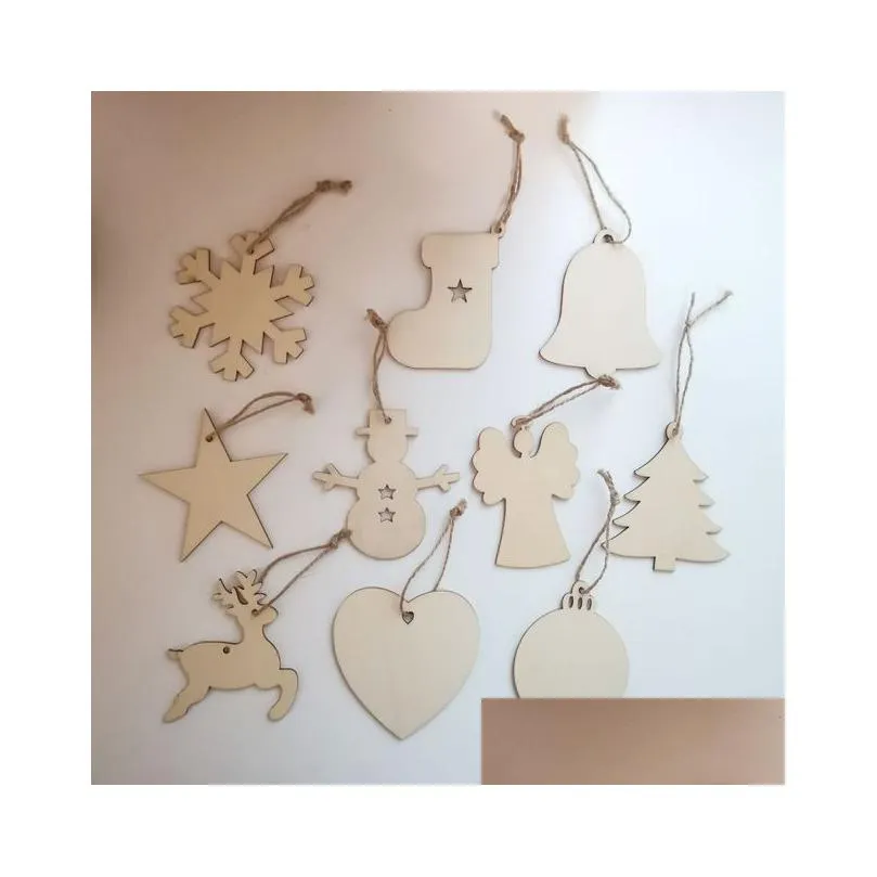 19 styles wooden christmas tree pendant decoration accessories elk christm as trees snowflake for christma creative pendants hand-painted