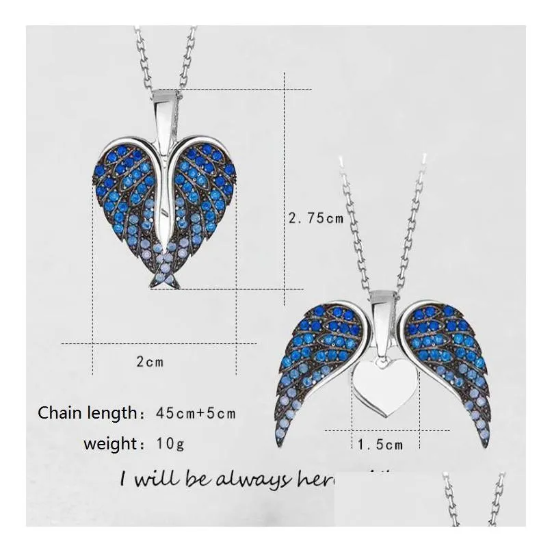 copper pendant angel wings love zircon pendants necklace women stainless steel chain necklaces heart classic creative cross-border fashion jewelry 9