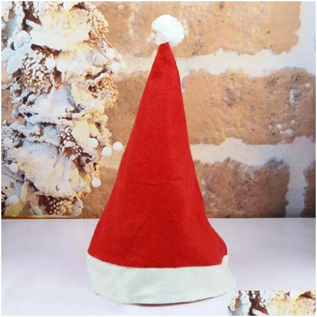 red santa claus hat ultra soft plush christmas cosplay hats xms decoration adults party cap kids or adult head circumference size 56-58cm wholesale