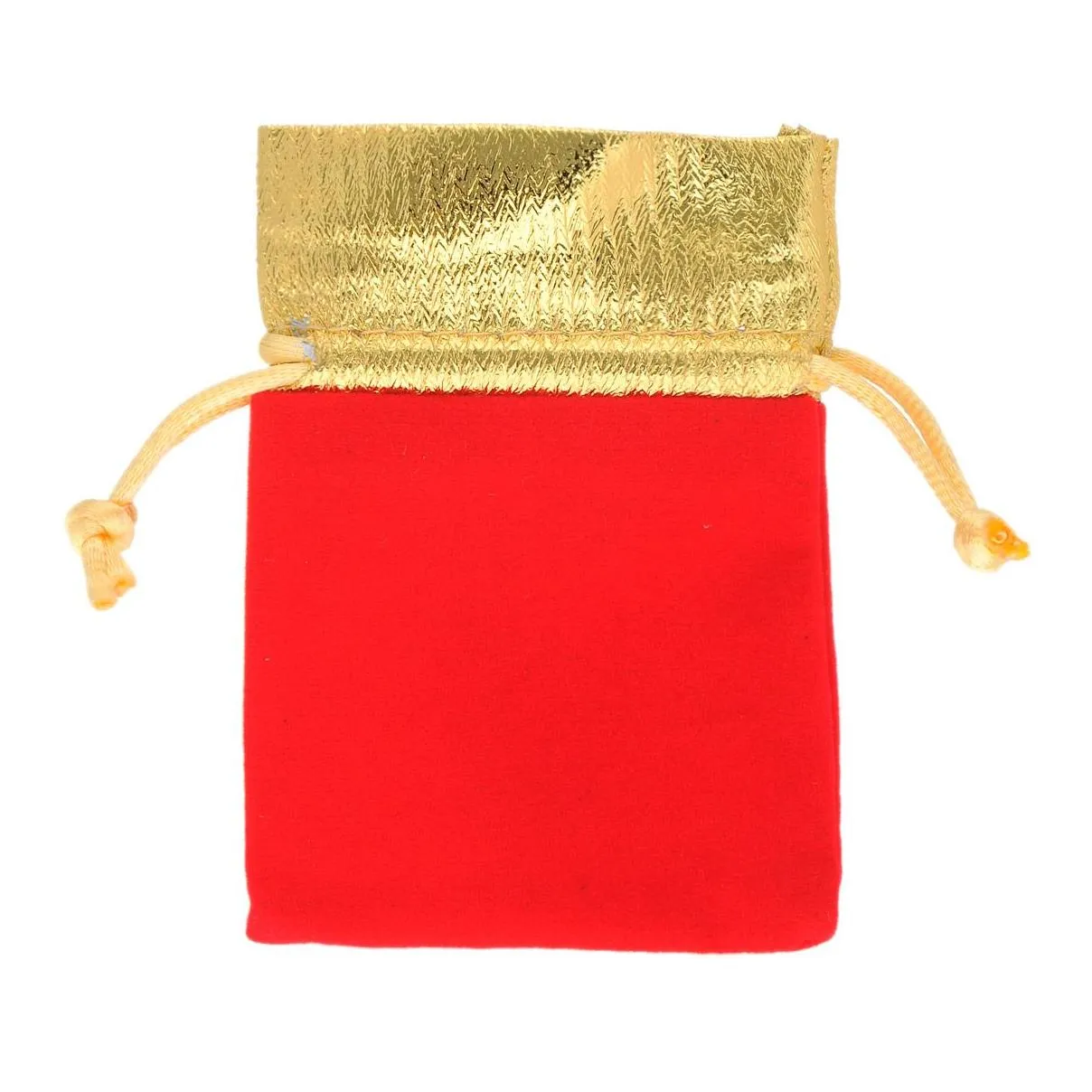 50PCs Velvet Gold Color Trim Drawstring Jewelry Gift Bags Pouches Wedding Party Decoration Favor Drawable Bag