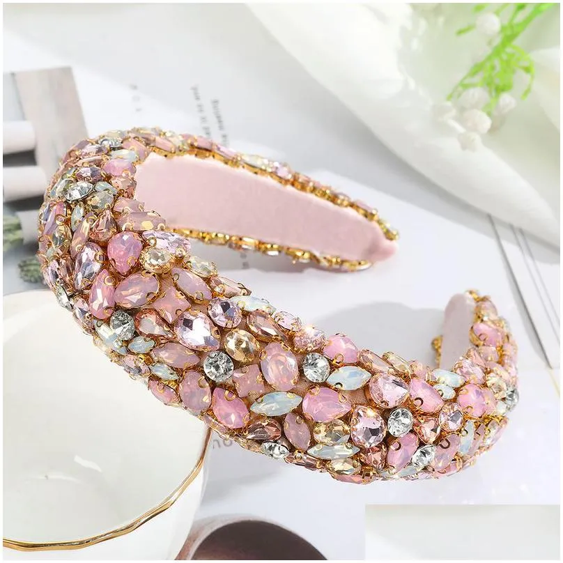 haimeikang wedding luxurious headband head hoop women fashion bezel headwear rhinestones padded limited edition hair accessories