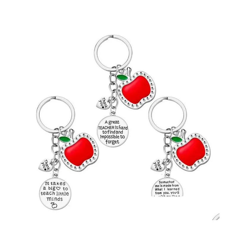 great teacher`s day keychains stainless steel key chain thank you red  gratitude memorial gift