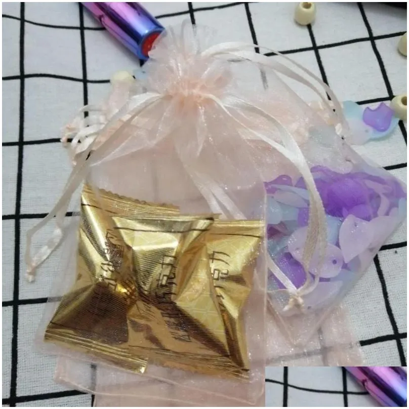 champagne jewelry drawstring bags organza gift pouches spices/coffee christmas/wedding/gift packing 7x9 9x12 10x15cm pouches 