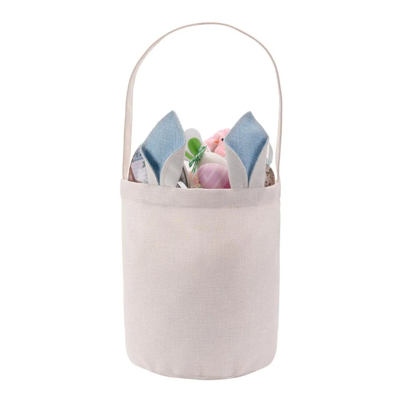 new sublimation easter eggs bucket festive diy blank bunny basket long ears rabbit basket kids toy storage bag festival party tote