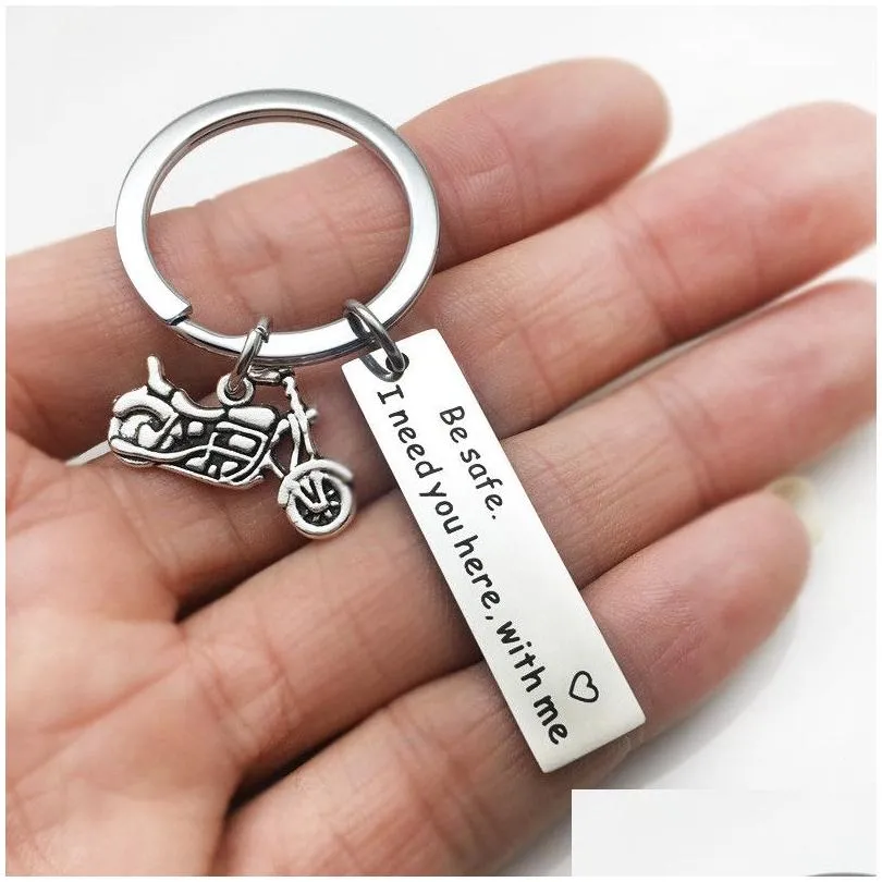 stainless steel drive safe key rings tag love i need you keychain holders women bag hangs mens hip hop jewelry will and sandy gift