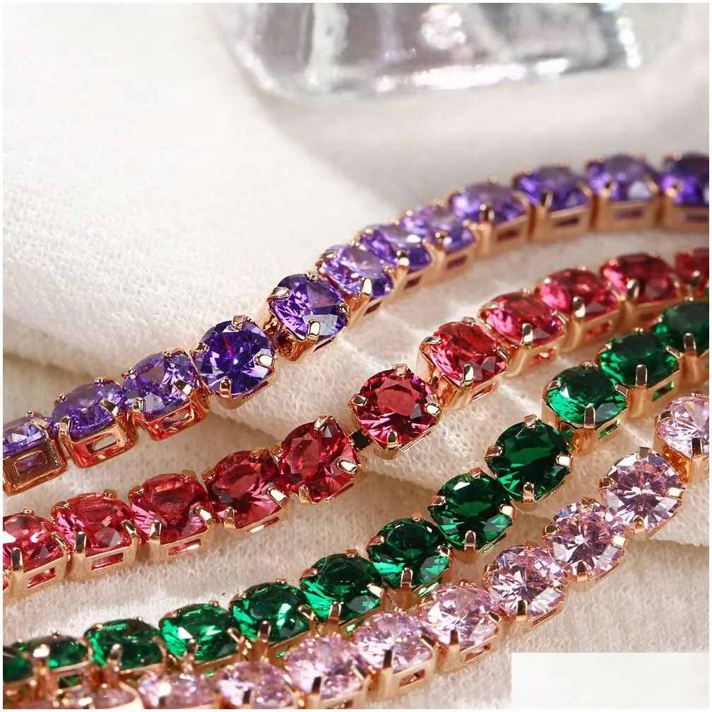 10 colors luxury rose gold color chain link bracelet for women ladies shiny crystal push pull bracelet jewelry gift4305445