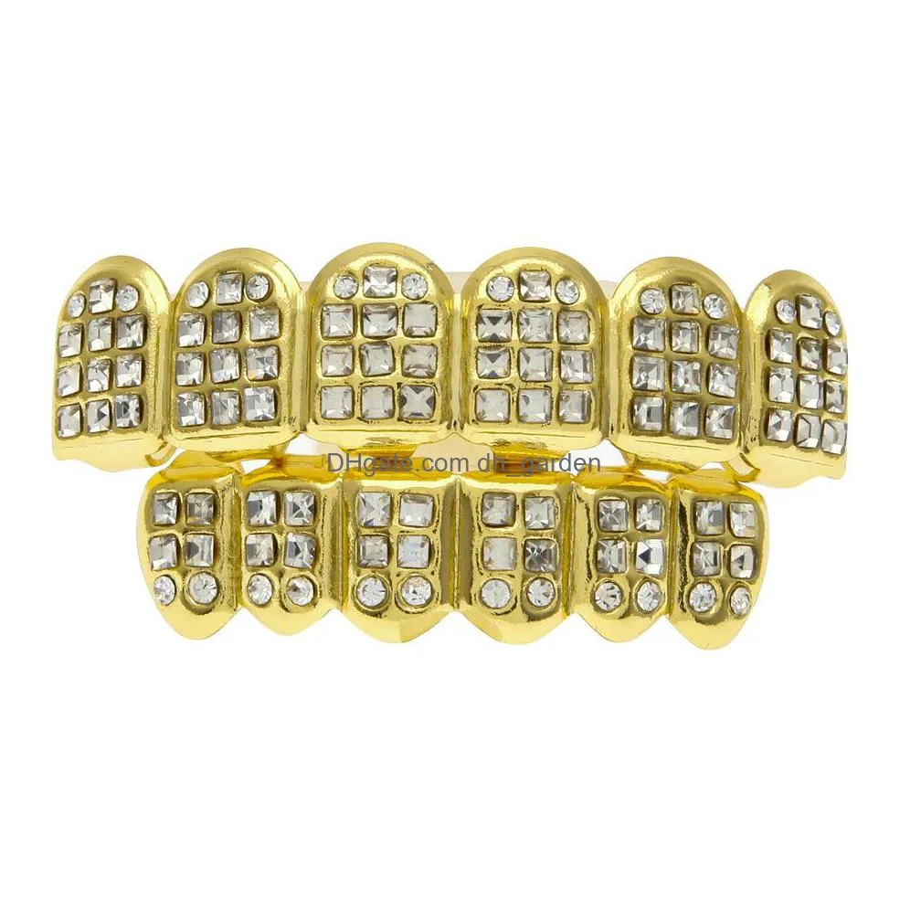 manufacturers real gold grillz grills insert diamond denture with gold hip hop jewelry teeth set