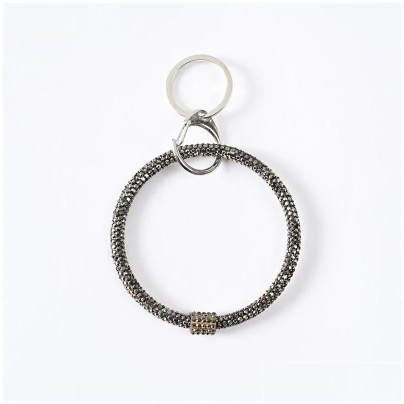 colorful silicone crystal bracelet key ring unisex charm bangle keychain wristlet hoop dangle keyring fashion accessories