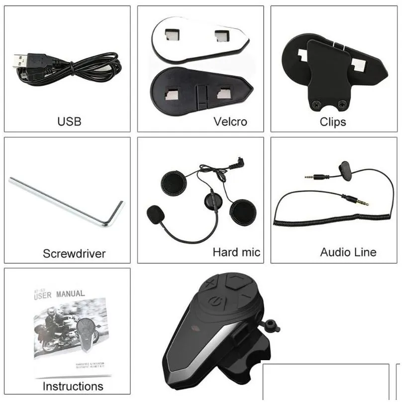 New BT-S3 1000M Motorcycle BT Interphone Motorbike Helmet Wireless Intercom FM Headset Portable Mini Interphone1