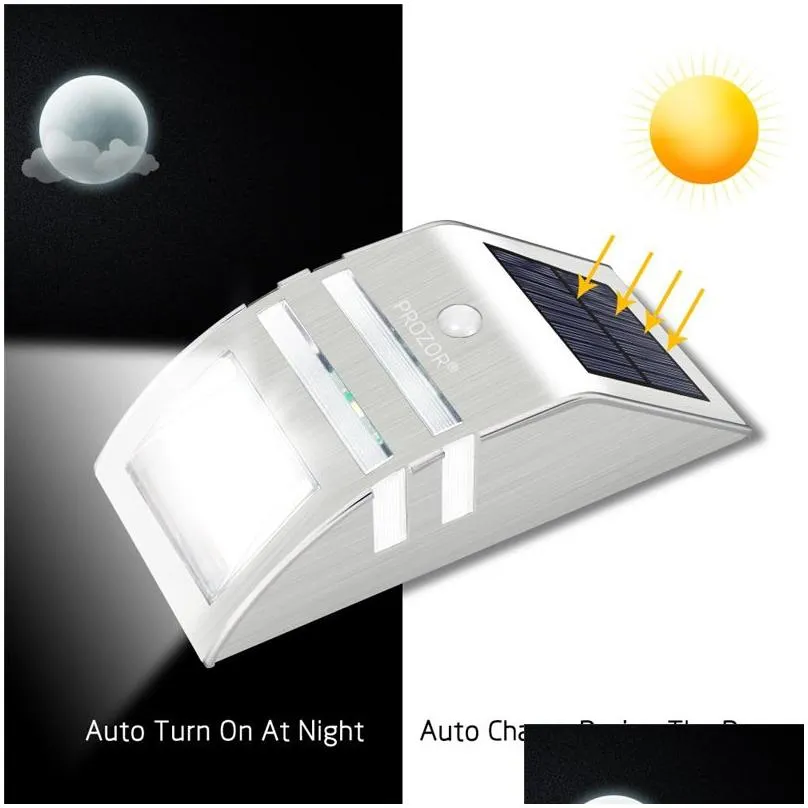 Solar Powered Wall Lamp 2 LED Automatic Motion Sensor Security Light Waterproof Street Light For Patio Deck Yard Garden