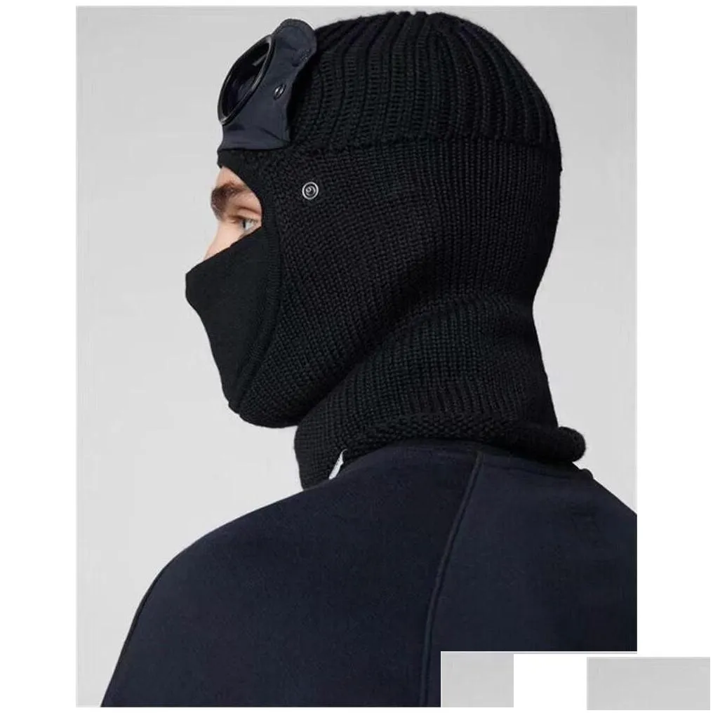 Tactical Hood Two Lens Windbreak Beanies Outdoor Cotton Knitted Men Mask Casual Male Skl Caps Hats Black Grey Drop Delivery Gear Equi