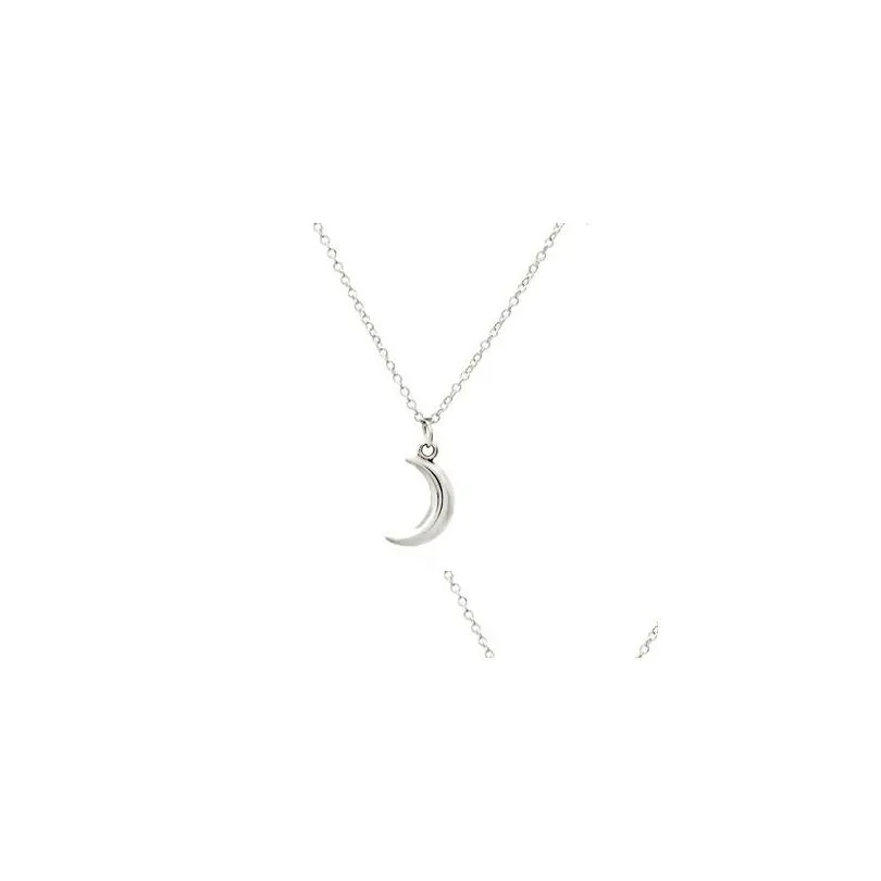 Cute Moon Pendant Necklaces For Women Bohemia Silver Color Chain Choker Necklace Simple Jewelry Bijoux Collares