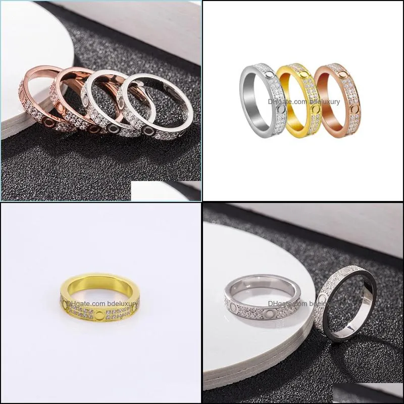 love ring womens couple Diamond screw stainless steel zircon jewelry gifts for woman Accessories wholesale