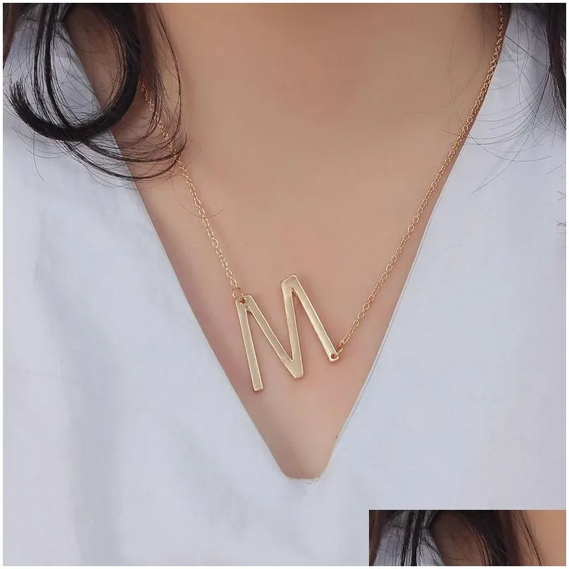 large az gold initial necklaces stainless steel big letter pendant necklace monogram gifts jewelry7633374