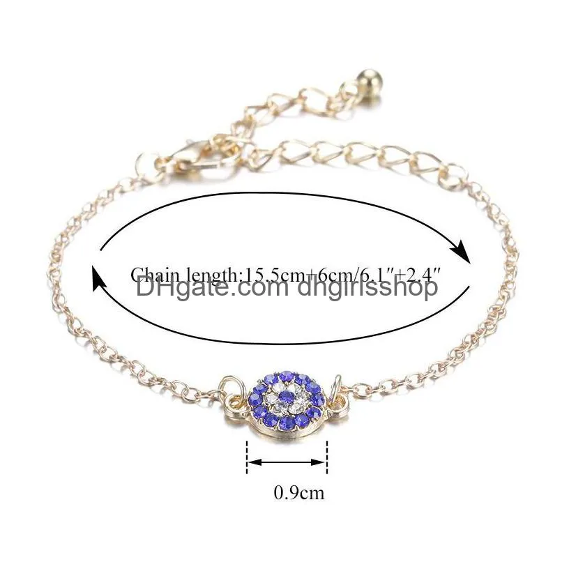 trendy turkish gold evil eye bracelet pave sliver color chain bracelets adjustable female party jewelry