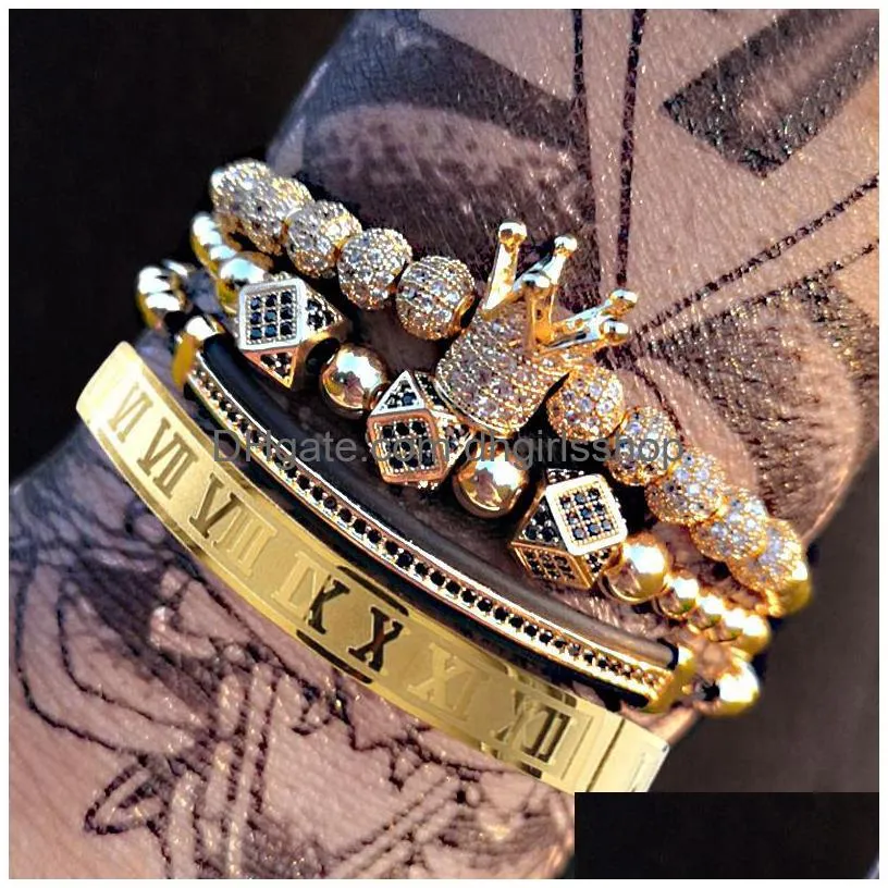 Men's king crown bracelet discount