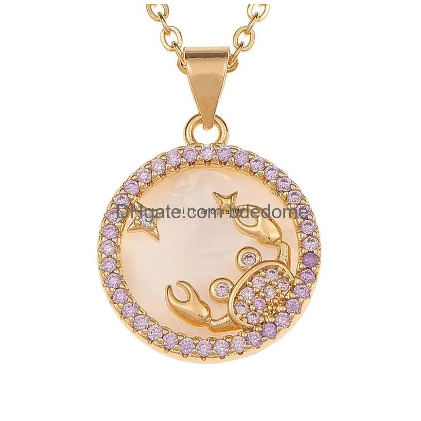 12 zodiac sign necklace copper clavicle chain leo aries pisces pendants charm star sign choker astrology necklaces gold chains for women fashion