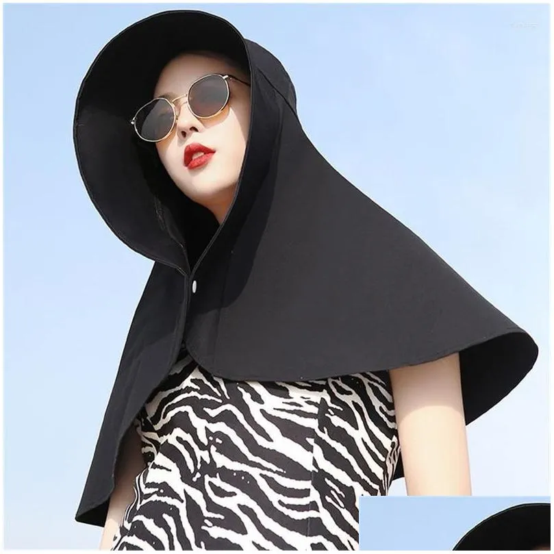 wide brim hats summer sunscreen hat womens anti-ultraviolet sunshade sun cycling neck guard shawl face-covering fisherman