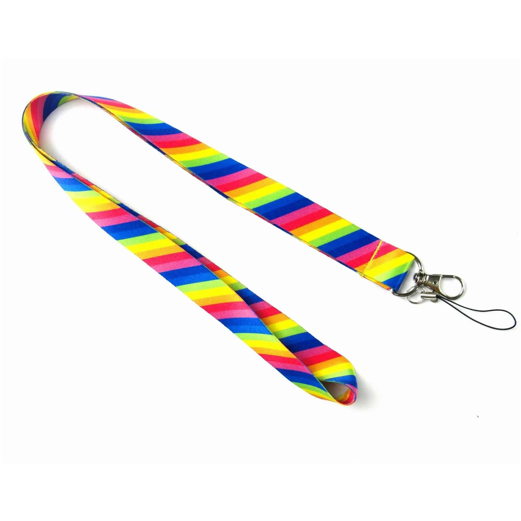 Wholesale Cell Phone Straps & Charms 20pcs Rainbow Color pattern Cartoon Mobile lanyard Key Chain ID card hang rope Sling Neck Badge Pendant