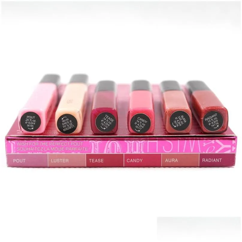 6pcs Lip Gloss Box Full Lips Makeup Plump Kit Holiday Style for Women Moisturizer Nutritious Hydrating Makeup Lipgloss Set