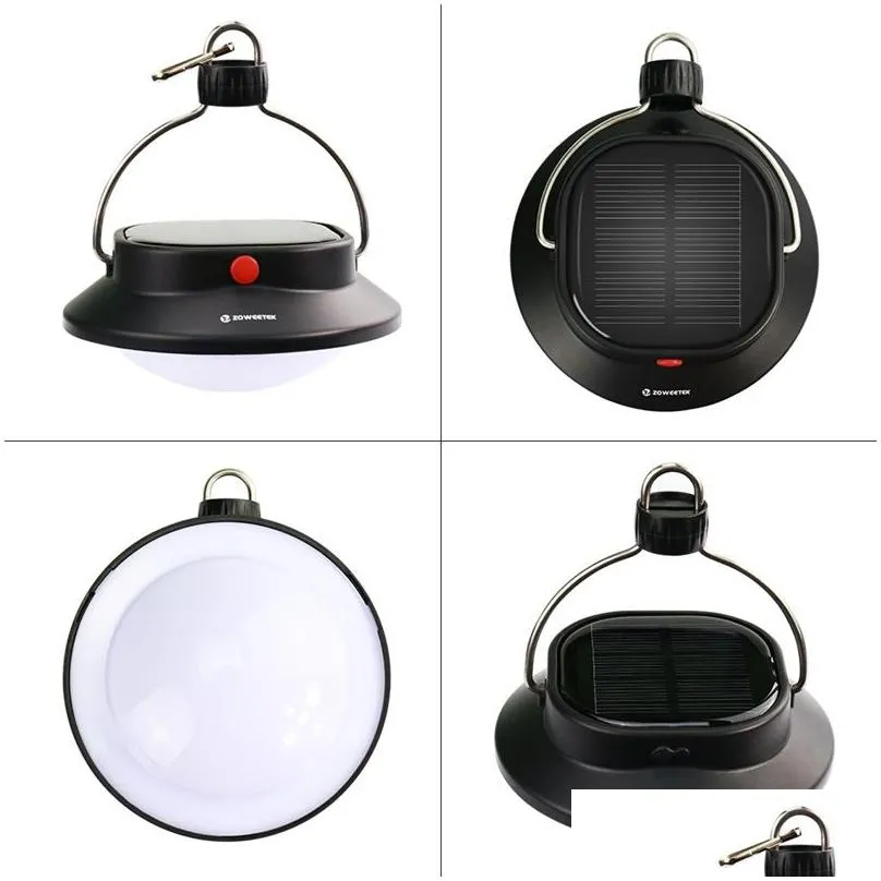 Camping Lantern Portable Outdoor Lighting Solar Rechargable Hanging Tent Light 60 LED Night Lights with 5 Lighting Modes