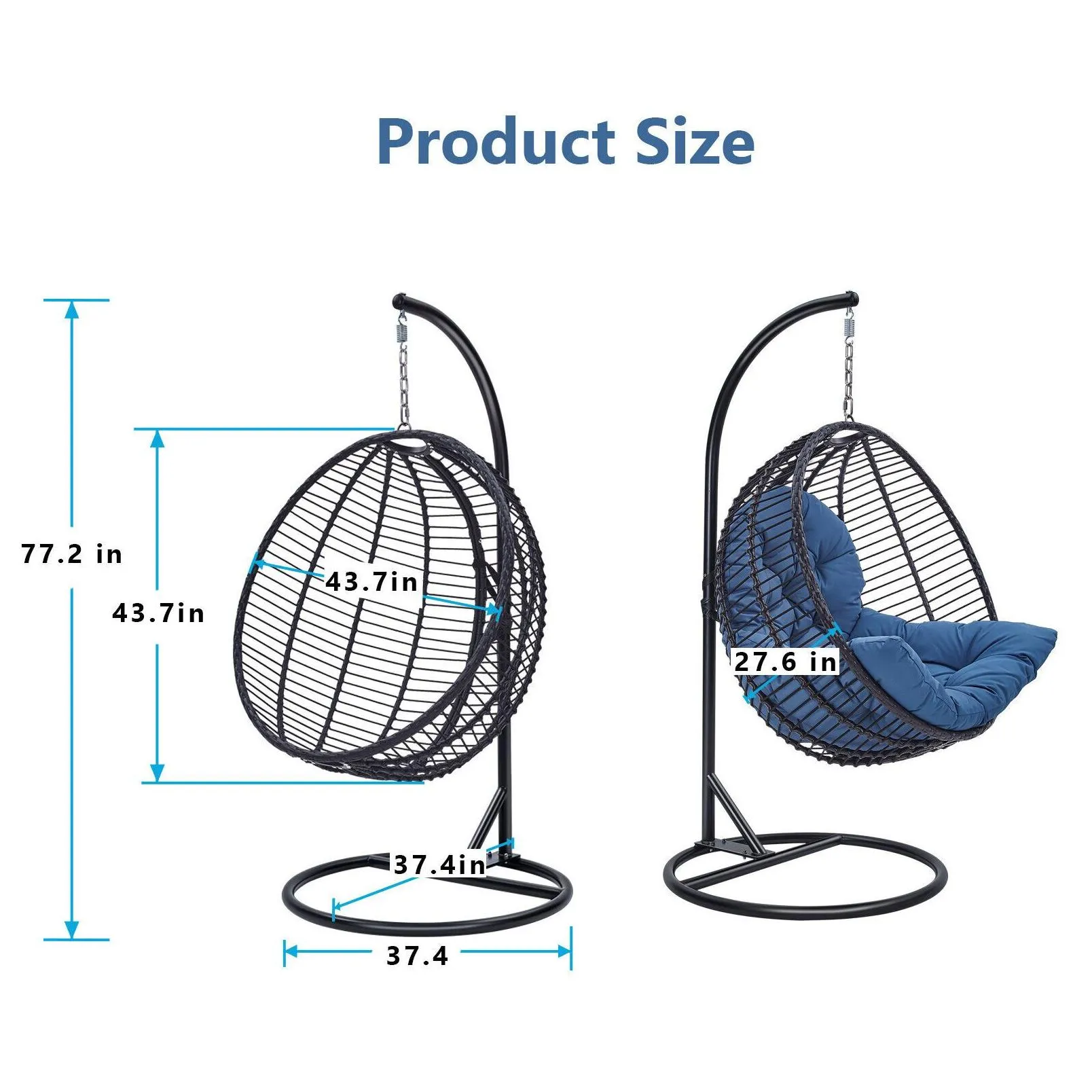 patio hanging egg chair outdoor hammock swing stand cushion seat