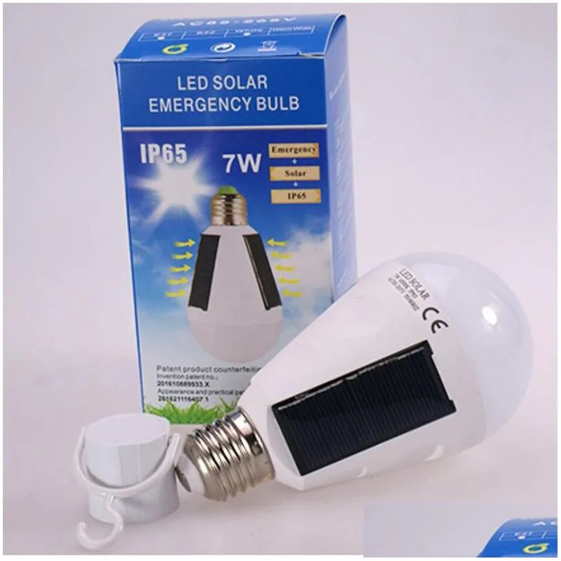 Emergency Solar Rechargeable Light Bulbs for Power Outage 7W 12W E27 6500K Portable Camping Tent Lights for Outdoor & Indoor