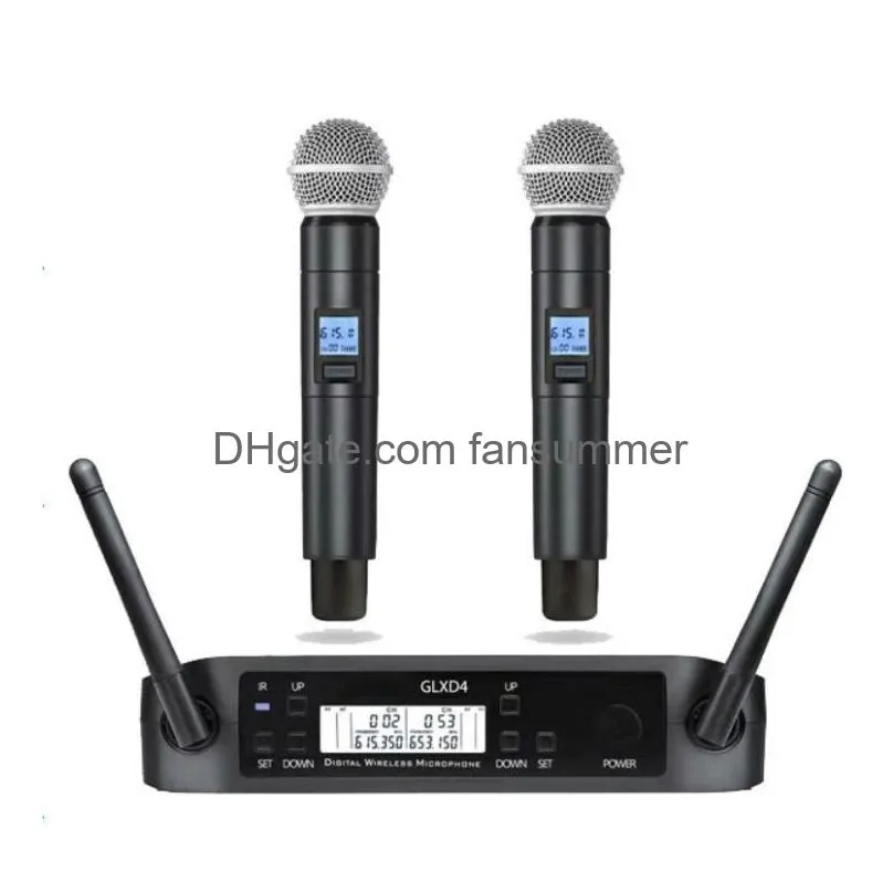 microphone wireless g-mark glxd4 professional system uhf dynamic mic automatic frequency 80m party stage host church microphones