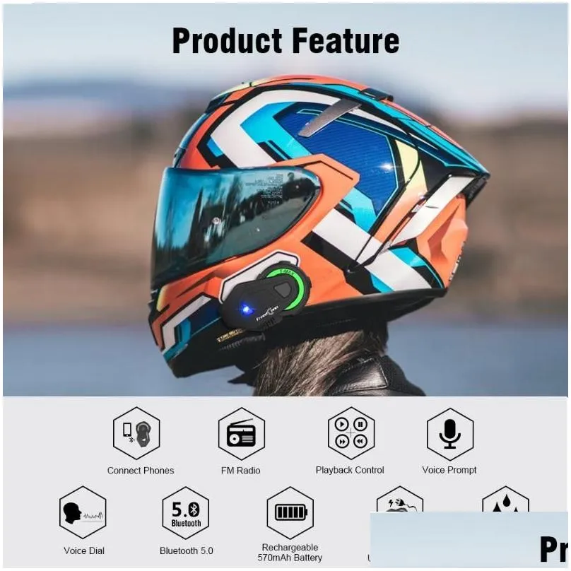 Newest Freedconn T-Max M Wireless Motorcycle helmet bluetooth Headphone Headset with Microphone for Phone Call1