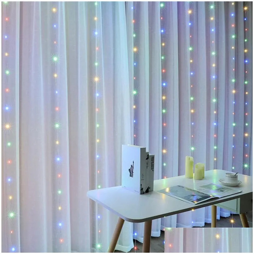 3* 300 LEDs Curtain String Lights IP65 Waterproof Christmas RGB Color Changing Light 11 Modes With Remote Backdrop Indoor Outdoor Bedroom Wedding