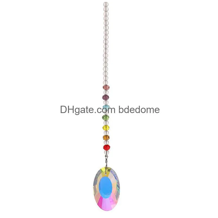 colorful rainbow water drop shell shape ornament pendant home decor gift window wall hanging crystals chakra garden decoration