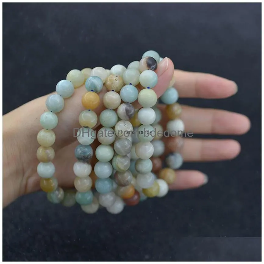 yoga natural stones strand bracelet morganite amethyst amazonite gemstone beads healing crystal stretch bracelets for men women fashion jewelry will and