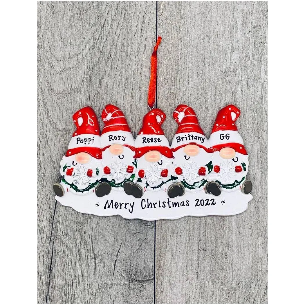 2022 New Creative Christmas ornament Family of 2-6 Decoration DIY Name Hard Resin Christmas Tree Decorations Pandemic