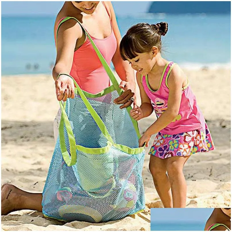 Blanks Children Mesh Shell Sand Beach seashell Bag Kids Beach Toys Receive Bag Mesh Sandboxes Away Cross Bag DH8448
