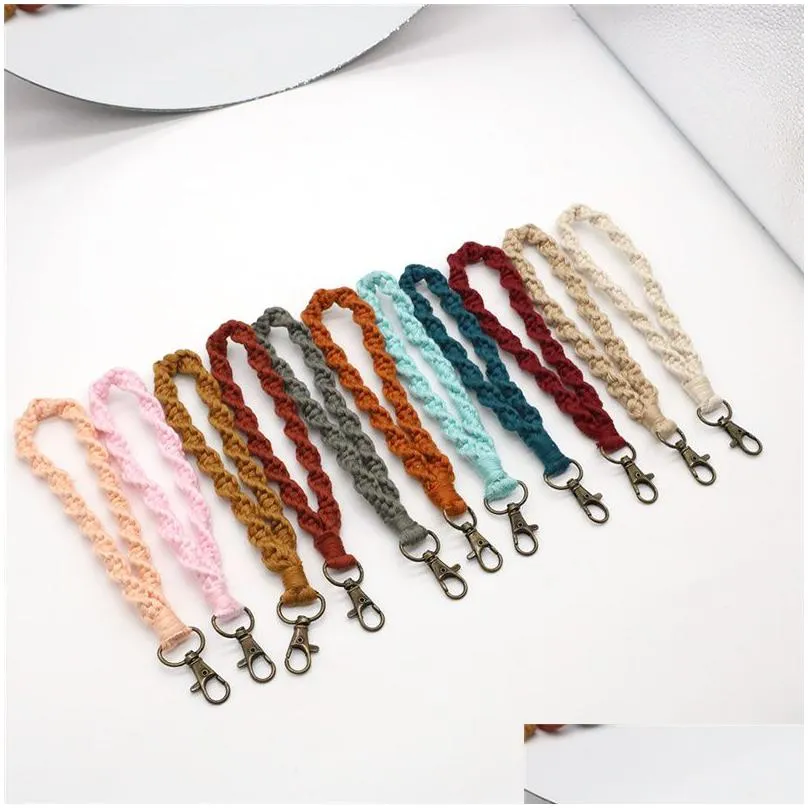 dhl boho bag accessories macrame wristlet keychains wrist lanyard strap keyring bracelet assorted color macrames braided key fob