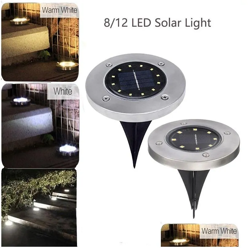 Solar Powered Ground Lamps 8/12 LED Waterproof Underground Light Great for Yard Driveway Lawn Road