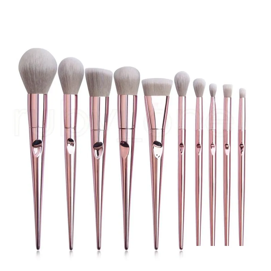 Makeup Brushes Set Powder Foundation Eye Shadow Eyebrow Eyelash Lip Make Up Brush Kits Cosmetic Brushes With Makeup Bag 10Pcs /set