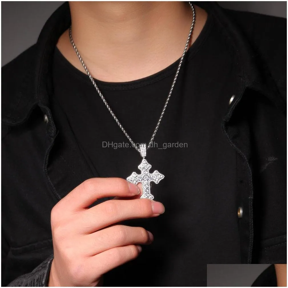 vintage cross necklace fashion mens gold necklace hip hop iced out pendant necklaces jewelry