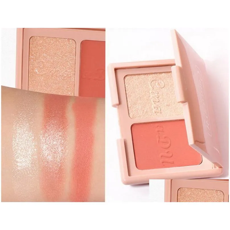 Cmaadu Two Tone pink blush Highlight Powder Contouring Palette Dlicate Natural Modify the Face Slightly Drunk nude Repair Makeup