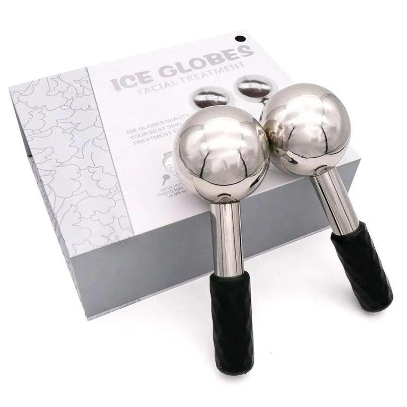 2PC Cooling Ice Globes Facial Massage Unbreakable Stainless Steel Cryo Sticks Massager for Eye Face Lifting Tools Anti Aging Wrinkles Beauty