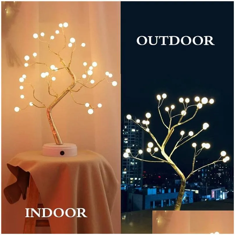 Decorative Tree Lamp Battery Operated LED Lights Tabletop Bonsai lighting with 36LEDs 108LEDs for Bedroom Desktop Decoration Night