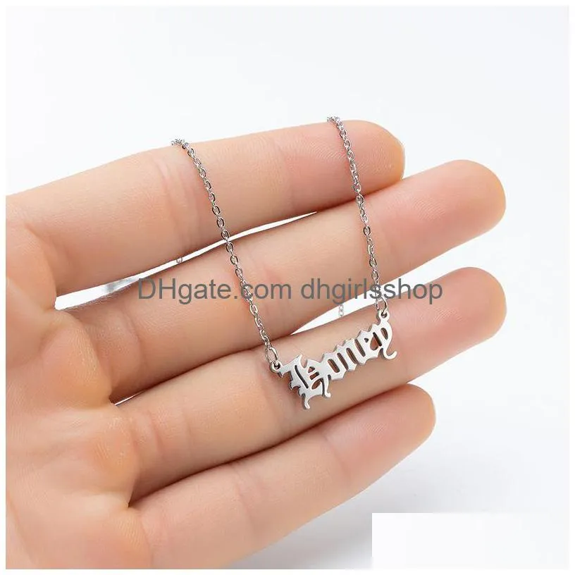 hip hop stainless steel necklaces for women personalized necklace babygirl angel honey baby letter pendant jewelry gift